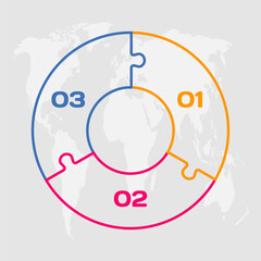 Diagram infographic for 3 steps, circle puzzle