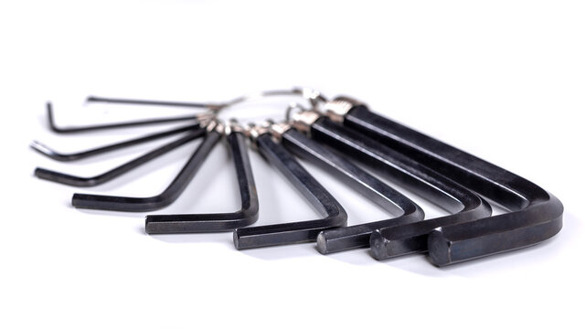 hex key wrench isolated on white background, hex key wrench isolated on white background, allen keys