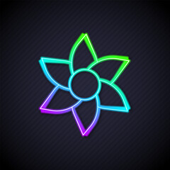 Glowing neon line Flower icon isolated on black background. Sweet natural food. Vector