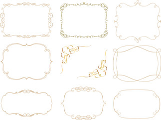 Decorative frames. vintage rectangle ornaments and ornate border. Isolated icons vector set