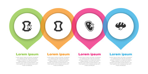 Set No leather, Leather, meat and Vegan bread loaf. Business infographic template. Vector