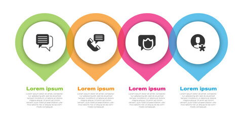 Set Speech bubble chat, Telephone conversation, and Elected employee. Business infographic template. Vector