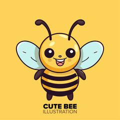 Adorable Bee Cartoon Vector Icon: Expressing Animal Nature Concept in Isolated Flat Style