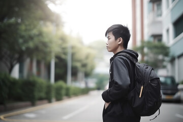 asian boy back to school