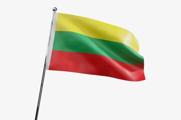 Lithuania - waving fabric flag isolated on white background - 3D illustration