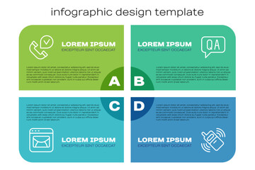 Set line Mail and e-mail, Telephone handset, Mobile and Question Answer. Business infographic template. Vector