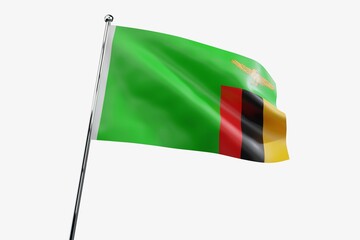 Zambia - waving fabric flag isolated on white background - 3D illustration