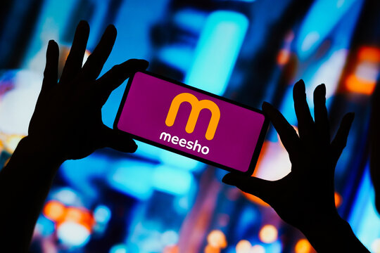 August 24, 2023, Brazil. In this photo illustration, the Meesho logo seen displayed on a smartphone.