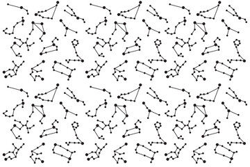 Fototapeta premium illustration group stars of the zodiac symbol with line on white background.