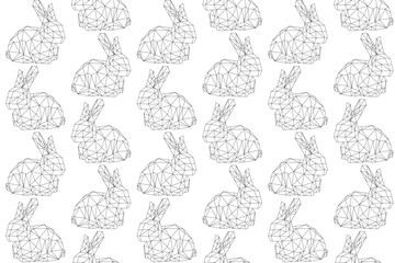 illustration pattern triangle line of rabbit on white background