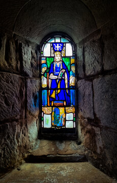 Stained Glass Window Showing Saint Margaret Of Scotland, From Her Chapel In Edinburgh Castle