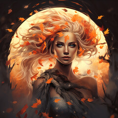 autumn girl portrait. Autumn queen..