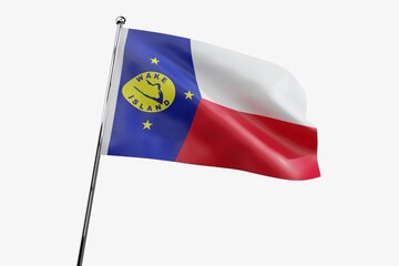 Wake Island - waving fabric flag isolated on white background - 3D illustration