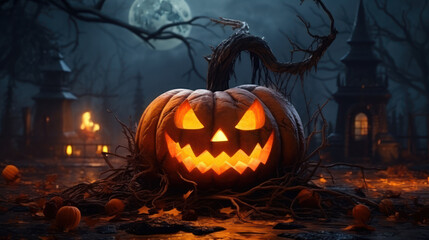 Animation of the Halloween holiday and pumpkin
