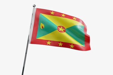 Grenada - waving fabric flag isolated on white background - 3D illustration - obrazy, fototapety, plakaty