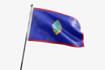 Guam - waving fabric flag isolated on white background - 3D illustration - obrazy, fototapety, plakaty