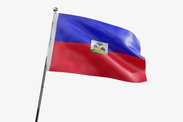 Haiti - waving fabric flag isolated on white background - 3D illustration