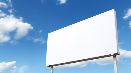 Obraz premium Template of Outdoor billboard on blue sky background. Mock up for custom design.
