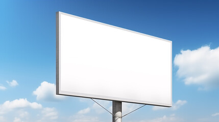 Fototapeta premium Template of Outdoor billboard on blue sky background. Mock up for custom design.