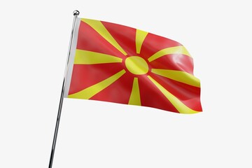 North Macedonia - waving fabric flag isolated on white background - 3D illustration