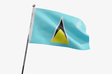 Saint Lucia - waving fabric flag isolated on white background - 3D illustration