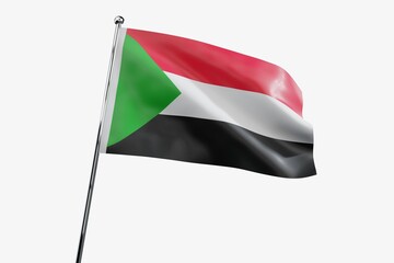 Sudan - waving fabric flag isolated on white background - 3D illustration