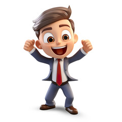3d cute young businessman acting successful
