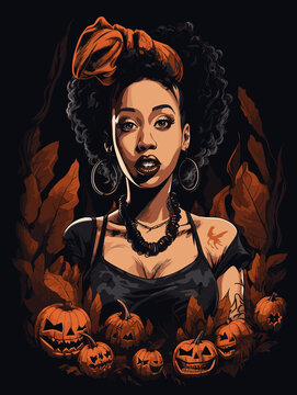 VooDoo Woman, Voo Doo Child, Black Magic Witch, Afro American Halloween, T Shirt Vector Graphic Design