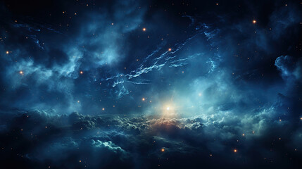 Fototapeta premium Panorama View Universe Space Shot of Milky Way Galaxy with Stars on a Night Sky Background AI Generative