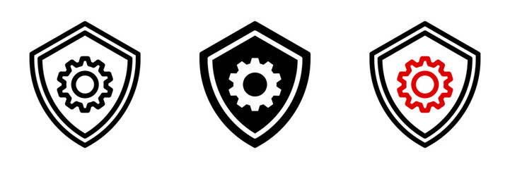 Shield with Gear icon. Protection sign for mobile concept and web design. vector illustration