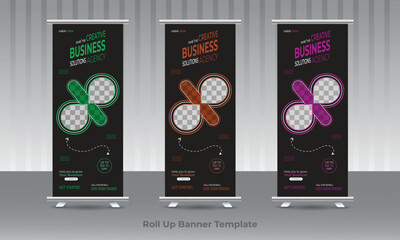 Vector Modern corporate colorful roll up standee banner design template