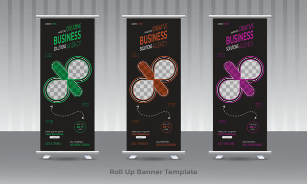 Vector Modern corporate colorful roll up standee banner design template