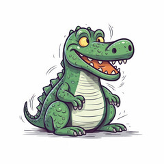 Obraz premium A cartoon illustration of a crocodile. Generative AI.