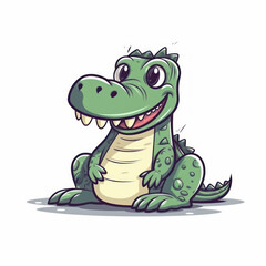 A cartoon illustration of a crocodile. Generative AI.