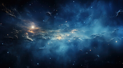 Panorama View Universe Space Shot of Milky Way Galaxy with Stars on a Night Sky Background AI Generative - obrazy, fototapety, plakaty