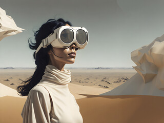 woman wearing a VR lens