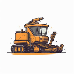A cartoon illustration of a combine harvester. Generative AI.