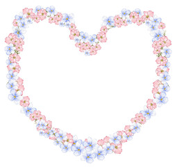 Summer flowers wreath,watercolor illustration for cards,backgrounds. Watercolor illustration for scrapbooking. Cartoon hand drawn background with flower for kids design.Perfect for wedding invitation.