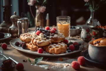 a closeup of a German breakfast, AI generated, Generative AI, AI Art, illustration,