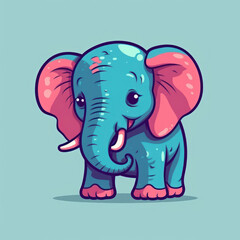 A cartoon illustration of an elephant. Generative AI.