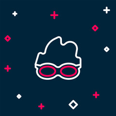 Line Glasses for swimming icon isolated on blue background. Swimming goggles. Diving underwater equipment. Colorful outline concept. Vector