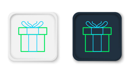 Line Gift box icon isolated on white background. Valentines day. Colorful outline concept. Vector