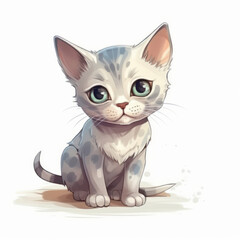 A cartoon illustration of a kitten. Generative AI.