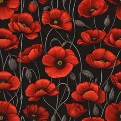 Fotobehang seamless pattern with poppies © Verdiana