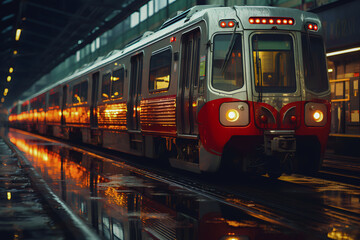 Obraz premium Modern high speed train in the metro station