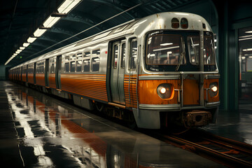 Fototapeta premium Modern high speed train in the metro station