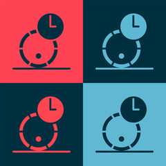 Pop art Wooden barrel for wine icon isolated on color background. Aging of wine in a barrel. Vector