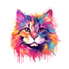 A Siberian cat, an icon, a male individual, a close-up portrait of an animal. Illustration, AI generation.