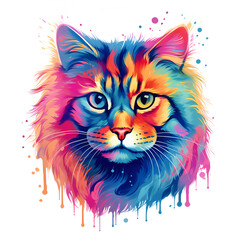 A Siberian cat, an icon, a male individual, a close-up portrait of an animal. Illustration, AI generation.