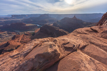 sunset at dead horse point in dead horse point state park, utah, usa